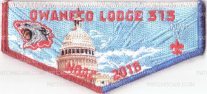 Patch Scan of Owaneco Lodge - NOAC 2018 Flap (Red, White and Blue) 