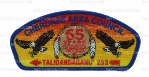 Patch Scan of Cherokee Area Council Talidandaganu' (Blue Border Yellow Orange Background)