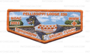 Patch Scan of Pellissippi Lodge 230 NOAC 2022 dog flap orange border