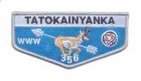 K124110 - GREATER WYOMING COUNCIL - TATOKAINYANKA 356 100TH OA ANNIVERSARY FLAP (GRAY BORDER) Greater Wyoming Council #638 merged with Longs Peak Council