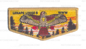 Patch Scan of Lenape Lodge 8 WWW Flap Gold Metallic Border