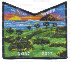 Patch Scan of Chumash 90 NOAC 2022 pocket patch sunset