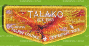 Patch Scan of Talako Marin Council Centennial 2023 flap gold border