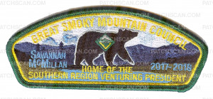 Patch Scan of Great Smoky Mountain Council Home of the Southern Region Venturing President CSP