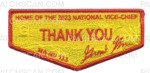 Patch Scan of Ma-Nu 133 Home of the 2023 National Vice-Chief Thank you flap