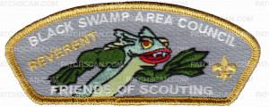 Patch Scan of Black Swamp Area Council- FOS Reverent Gold Metallic Border 