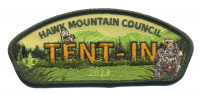 Tent-In with dark green border Hawk Mountain Council #528