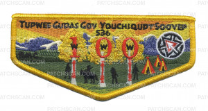 Patch Scan of K124389 - ROCKY MOUNTAIN COUNCIL - TUPWEE GUDAS GOV YOUCHIQUDT SOOVEP FLAP (YELLOW)