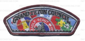 Patch Scan of Grand Teton Council Eagle Scout CSP maroon border