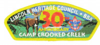 Lincoln Heritage Council - Camp Crooked Creek - 30th anniversary - Yellow Border Lincoln Heritage Council #205
