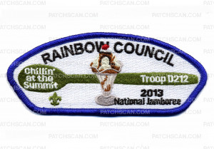 Patch Scan of RAINBOW COUNCIL- 2013 JAMBOREE- TROOP D212- 212097
