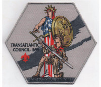 Jamboree Center Patch Silver border (PO 87011) Transatlantic Council #802