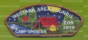 Patch Scan of Westark Area Council - Camp Spencer FOS 2019 CSP (bronze border)