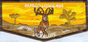 Patch Scan of Papago Lodge #494 - pocket flap - Jackalope