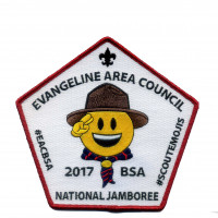 2017 NATIONAL JAMBOREE-MIDDLE PATCH - Red Metallic Border Evangeline Area Council #212