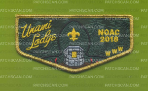 Patch Scan of Unami Lodge NOAC 2018 Delegate Flap - Metallic Border