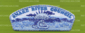 Patch Scan of Snake River Council Blue Badge CSP Silver Metallic and Blue Border