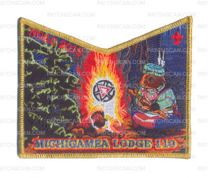 Patch Scan of K124309 - Calumet Council - NOAC Patch Michigamea Small Squirrel Pocket (Gold Metallic)