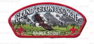 Patch Scan of Grand Teton Council Eagle Scout CSP red border