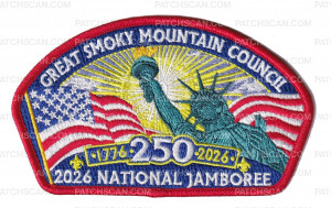 Patch Scan of Great Smoky Mountain Council 2026 NJ 250 Statue of Liberty JSP red border