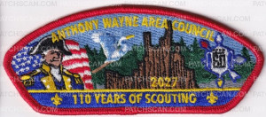 Patch Scan of 490458 Anthony Wayne Area Council 110 Years of Scouting CSP