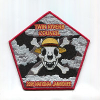 Twin Rivers Council 2026 Jamboree Center patch red border Twin Rivers Council #364