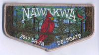 Nawakwa Cardinal Lodge Flap - Delegate- Tan border  Heart of Virginia Council #602