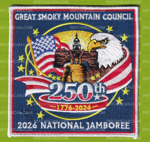 Patch Scan of Great Smoky Mountain Council 2026 NJ Center patch rwb border
