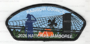 Patch Scan of Rainbow Council 2026 NJ Scout with bridge JSP  black border 