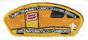 Patch Scan of Laurel Highlands Council 2026 Jamboree Set (Oscar Mayer) Yellow