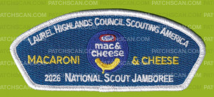 Patch Scan of Laurel Highlands Council 2026 Jamboree Set (Mac N Cheese) White