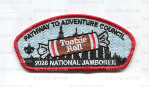 Patch Scan of Pathway to Adventure Council 2026 NJ Tootsie Roll JSP red border