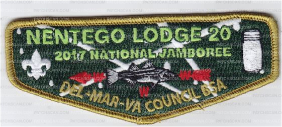 Del-Mar-Va National Jamboree Nentego Lodge 20 OA Flap on PatchScan.com