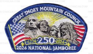 Patch Scan of Great Smoky Mountai Council 2926 NJ 250 Mt Rushmore JSP blue border