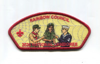 Rainbow Council 2026 NJ three Scouts pointing JSP red border Rainbow Council #702