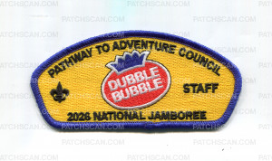 Patch Scan of Pathway to Adventure Council 2026 NJ STAFF Dubble Bubble JSP blue border
