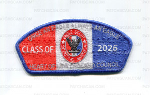 Patch Scan of Heart of New England Council Class of 2025 Eagle CSP blue border