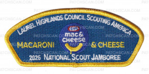 Patch Scan of Laurel Highlands Council 2026 Jamboree Set (Mac N Cheese) Yellow