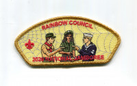 Rainbow Council 2026 NJ three Scouts pointing JSP gold met border Rainbow Council #702