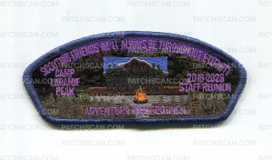 Patch Scan of Adventure West Council Camp Laramie Peak 2026 Staff Reunion CSP